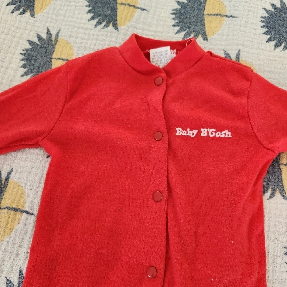 Baby B'Gosh Vtg Embroidered Logo Footie Sleeper Red Medium 19lbs Long Sleeve